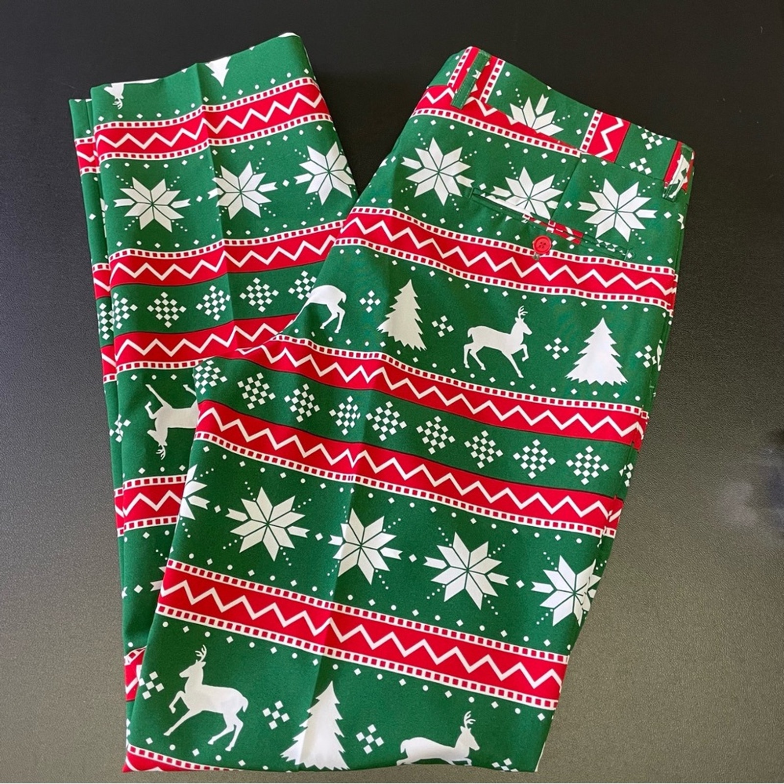 Opposuits Christmas Suit Pants Size 48 Holiday Santa Green Red White — image 4 of 8